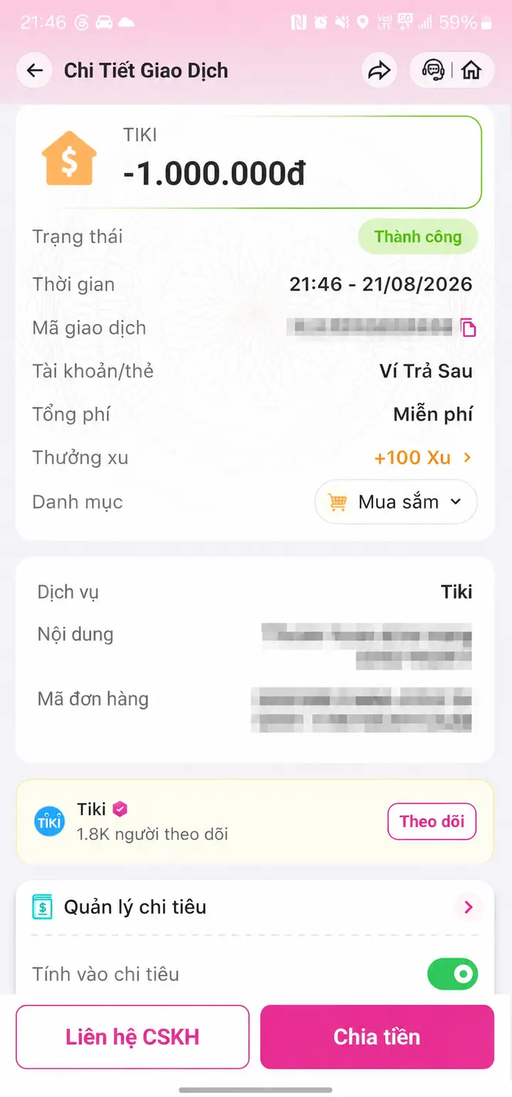 Bill giao dịch hoàn tất ngày 21/08/2026 số 7