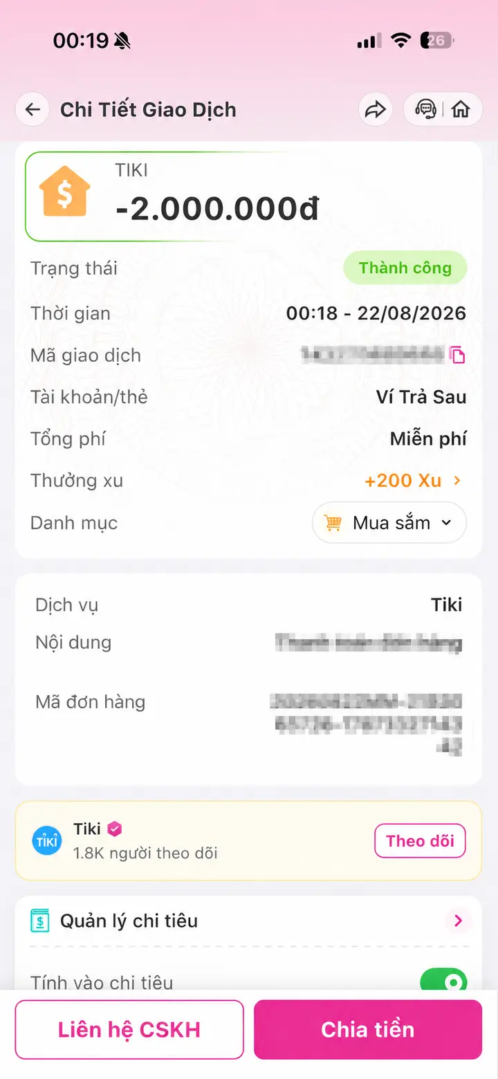Bill giao dịch hoàn tất ngày 22/08/2026 số 1