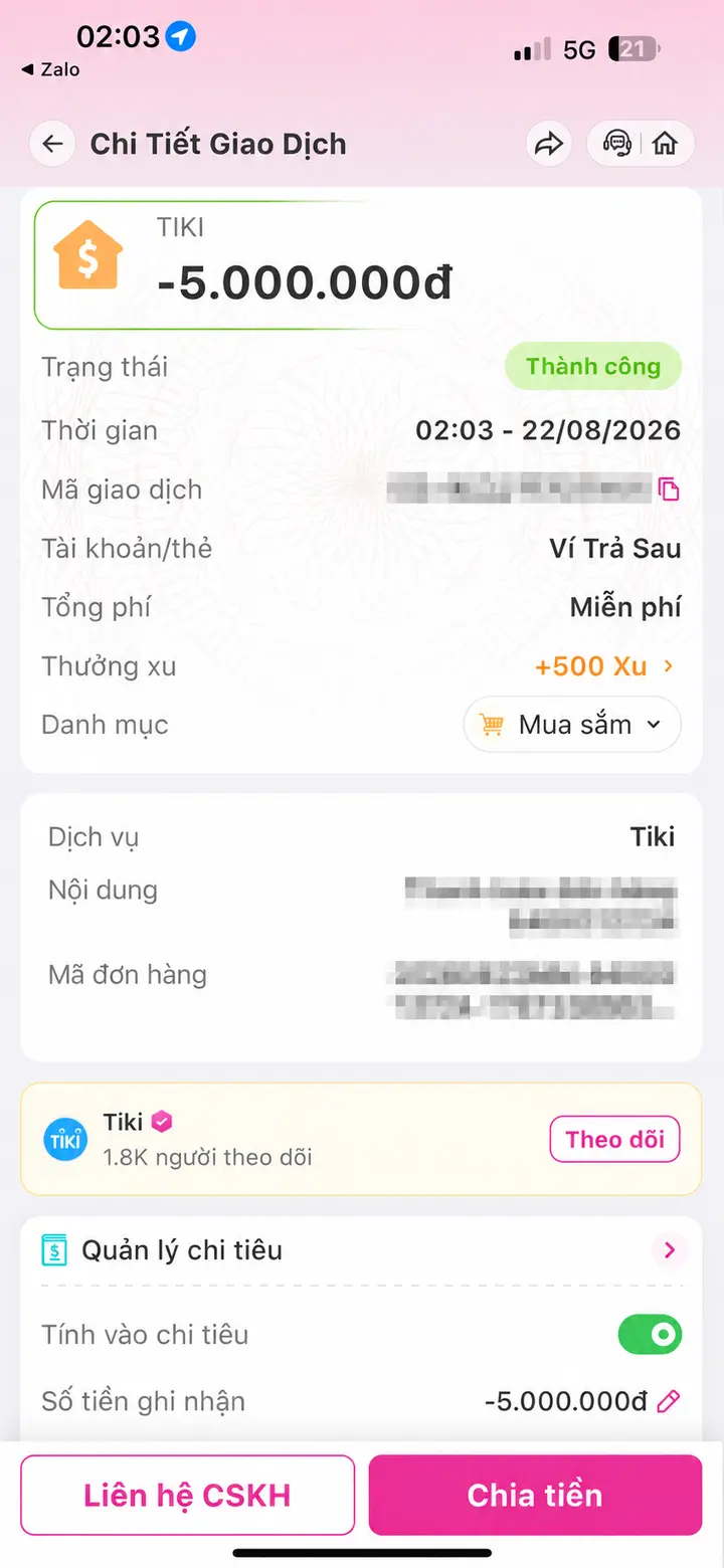 Bill giao dịch hoàn tất ngày 22/08/2026 số 4
