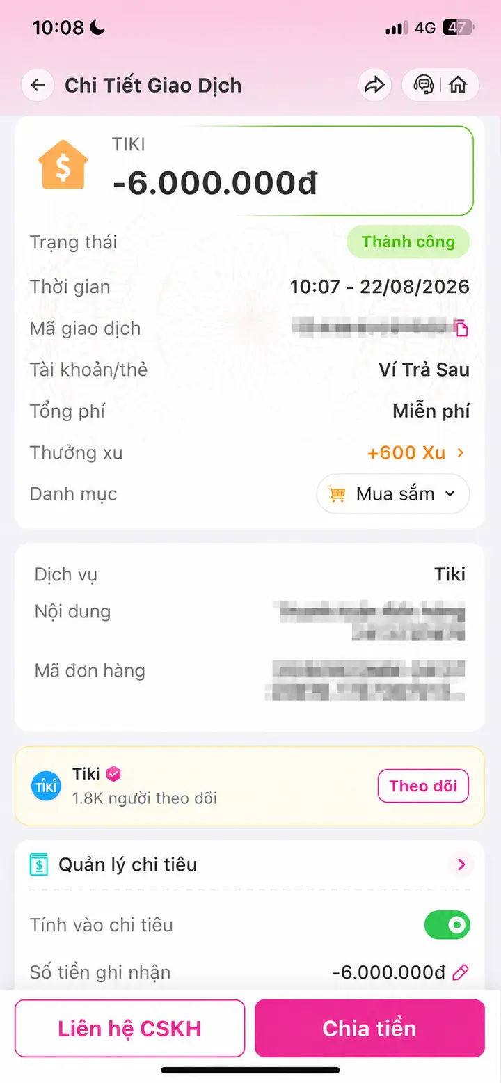 Bill giao dịch hoàn tất ngày 22/08/2026 số 7