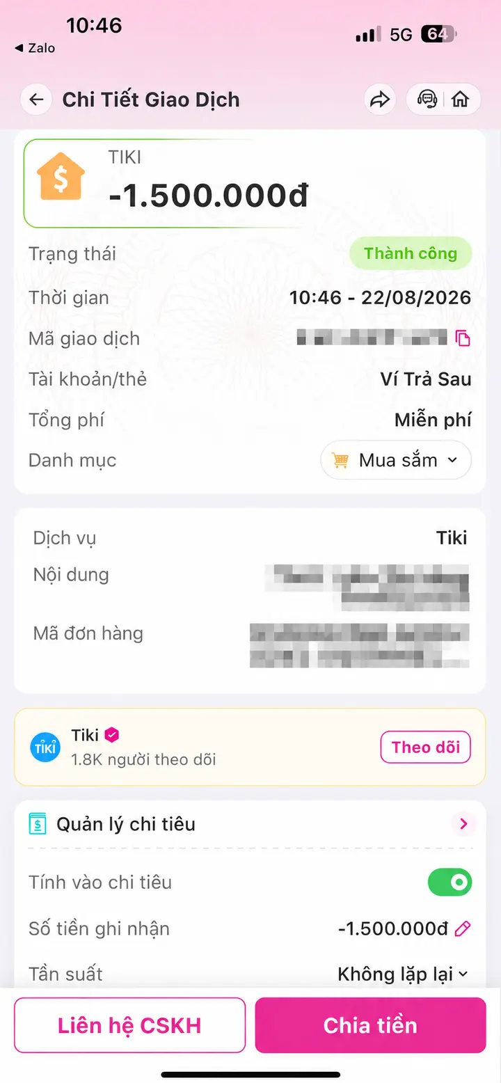 Bill giao dịch hoàn tất ngày 22/08/2026 số 10