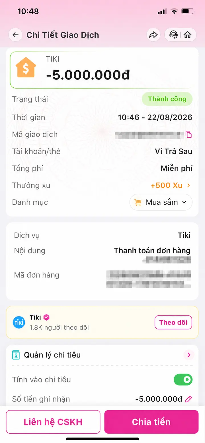 Bill giao dịch hoàn tất ngày 22/08/2026 số 12