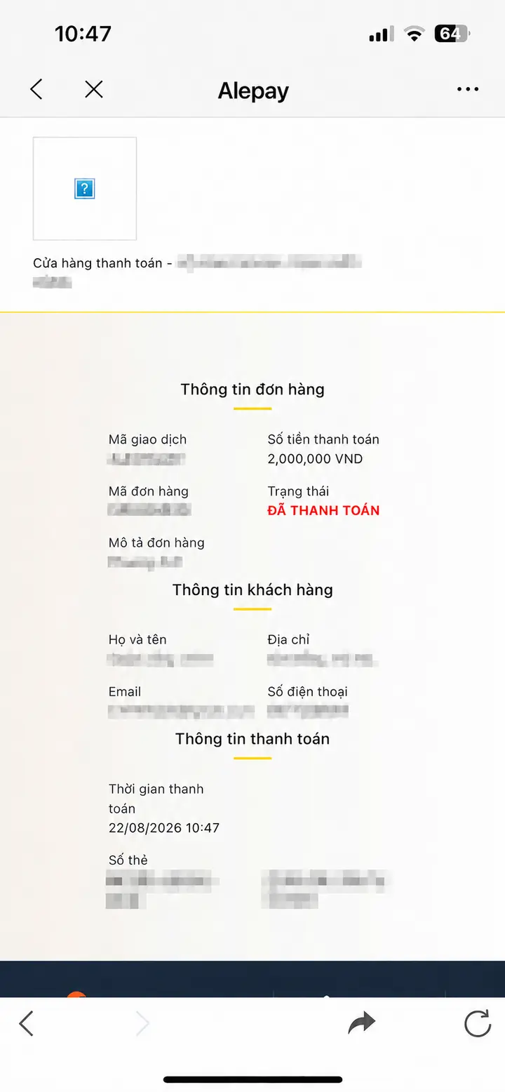 Bill giao dịch hoàn tất ngày 22/08/2026 số 13