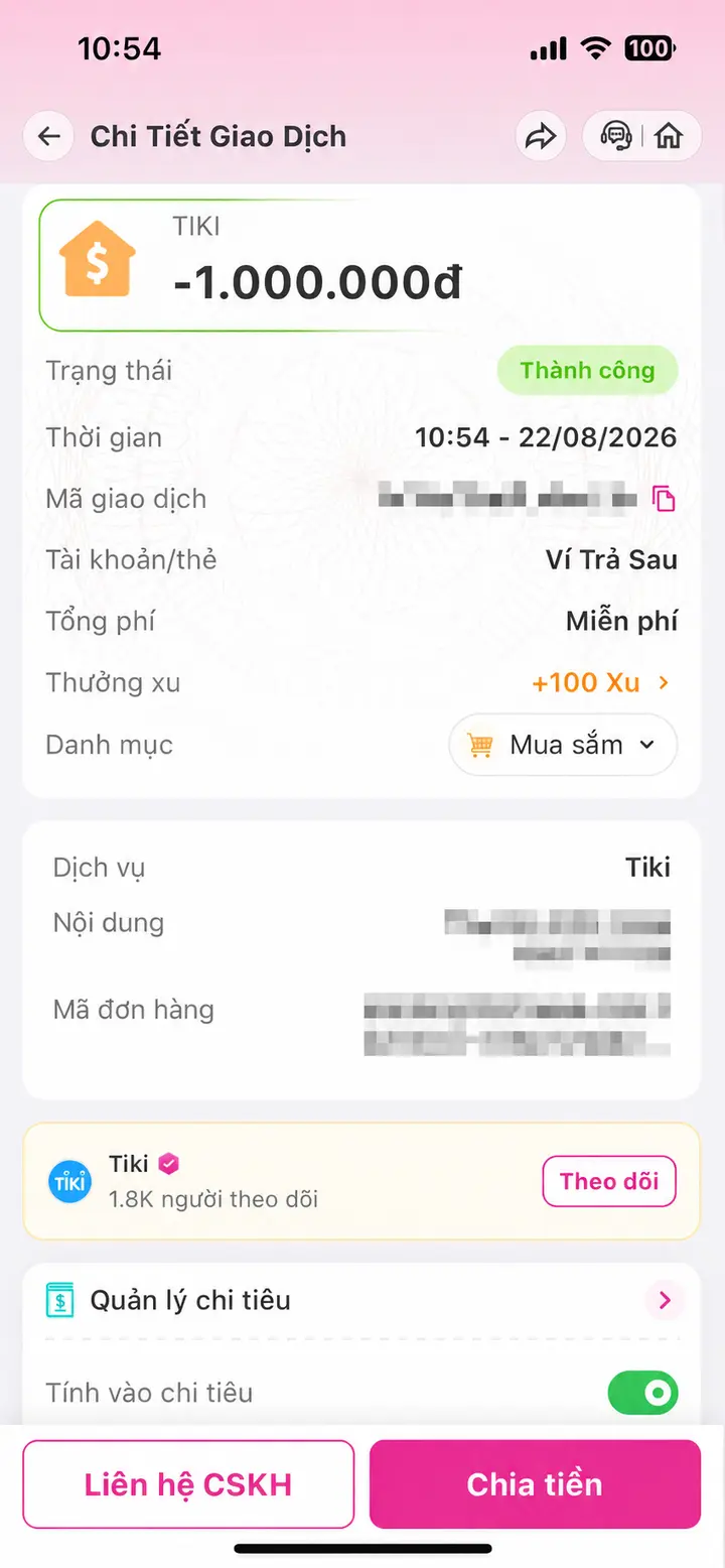Bill giao dịch hoàn tất ngày 22/08/2026 số 14