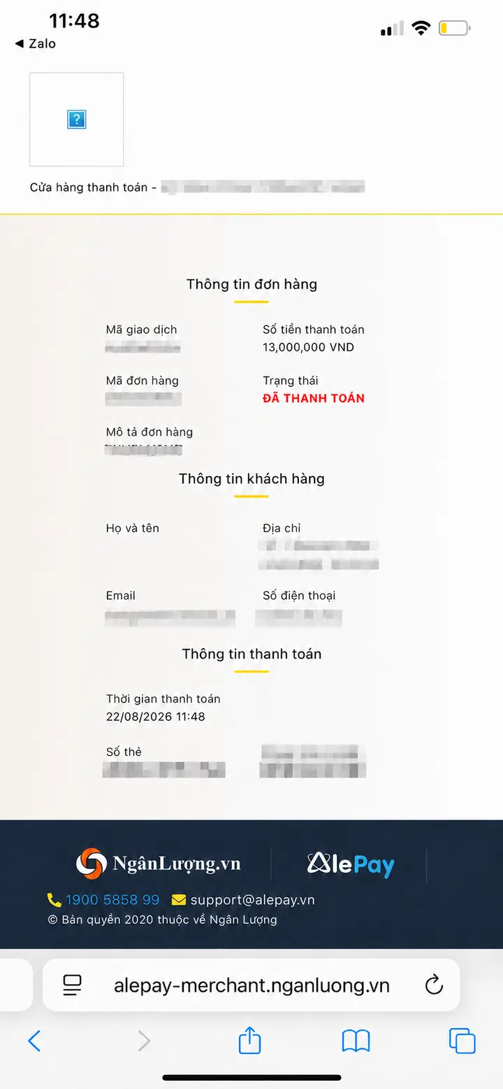 Bill giao dịch hoàn tất ngày 22/08/2026 số 18