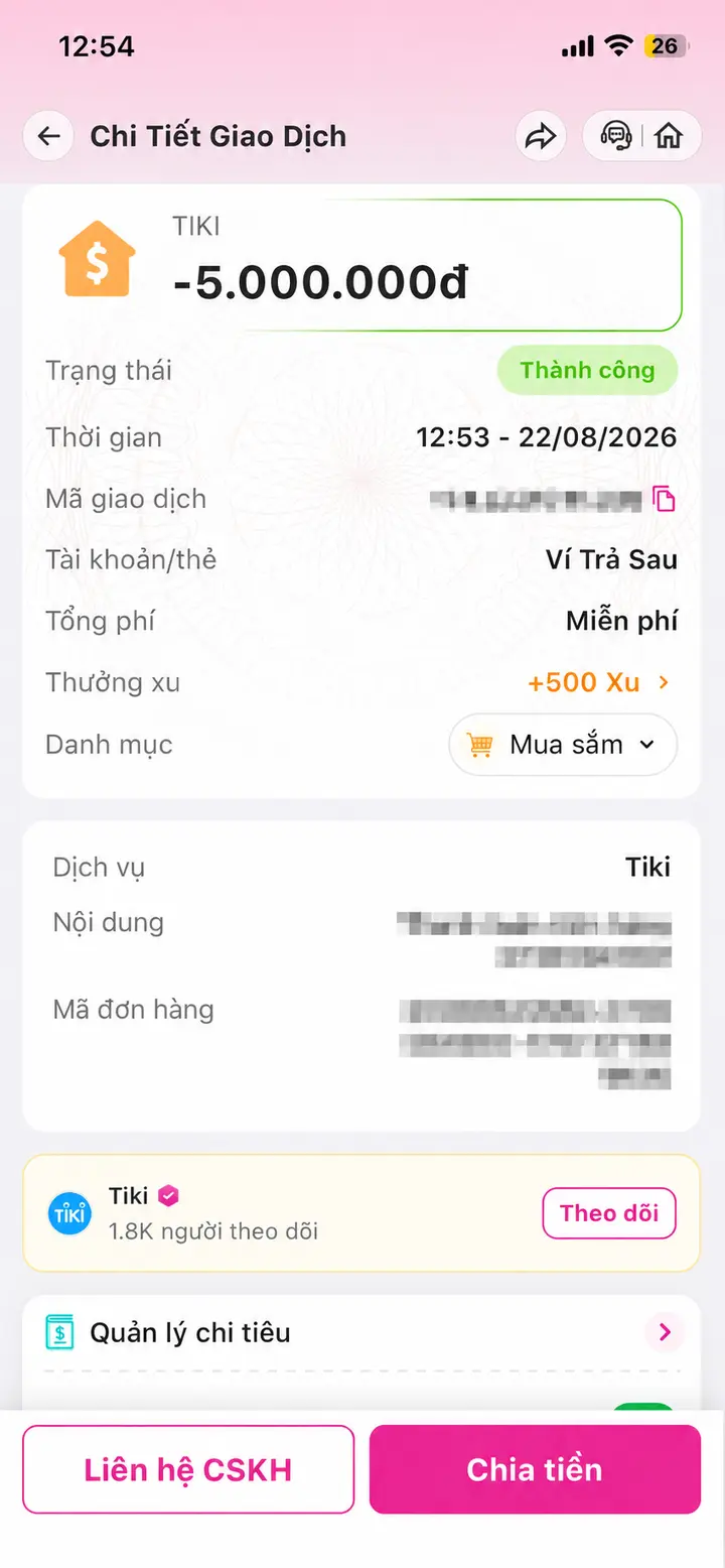 Bill giao dịch hoàn tất ngày 22/08/2026 số 22